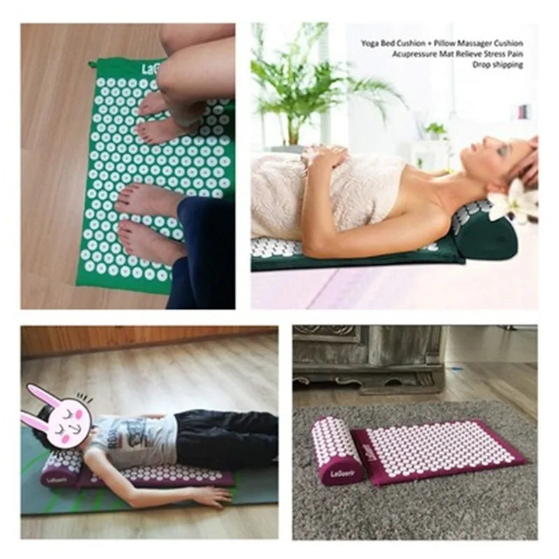 Yoga Massage Mat Acupressure Relieve Stress Back Cushion