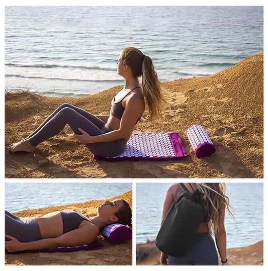 Yoga Massage Mat Acupressure Relieve Stress Back Cushion